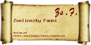 Zselinszky Fanni névjegykártya